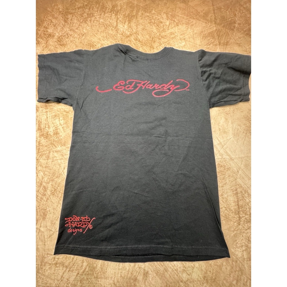 Ed Hardy T-Shirt Size Love Kills Slowly Skull Soft Black Cotton Unisex Small - Picture 5 of 8